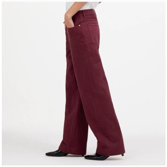 Madewell Low Slung Baggy Jeans in Bordeaux Garment Dyed Burgundy Size 26 $148 - Picture 3 of 7